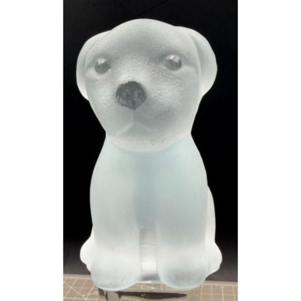 Vintage Dog Figure Nybro Crystal Sweden Frosted Glass 1 lb 8.2 oz